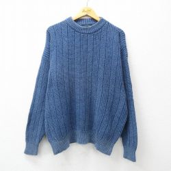 XL★古着 長袖 セーター メンズ 00年代 00s インディゴ染め 大きいサイズ アクリル 紺 ネイビー 24nov16 中古 ニット トップス