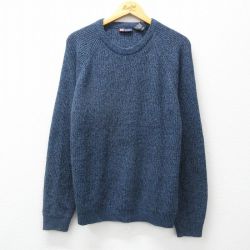 L★古着 FADED GLORY 長袖 セーター メンズ 無地 ラグラン アクリル クルーネック 紺 ネイビー 24nov16 中古 ニット トップス