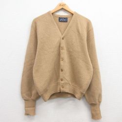 L★古着 アーノルドパーマー 長袖 ニット カーディガン メンズ 80年代 80s 無地 USA製 ベージュ カーキ 24nov18 中古 トップス