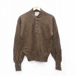 S★古着 長袖 セーター メンズ 80年代 80s ミリタリー ウール ヘンリーネック USA製 茶系 ブラウン 24nov19 中古 ニット トップス