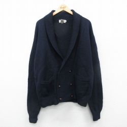 XL★古着 アバクロンビー Abercrombie&fitch 長袖 ニット カーディガン メンズ 00年代 00s ウール ショールカラー 紺 ネイビー 【spe】 24nov19 中古 トップス