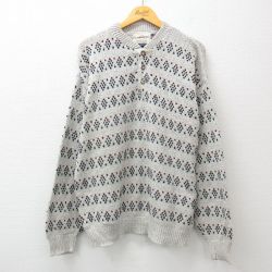 リバティ 90s 長袖セーター ヘンリーネック グレー霜降り L | 古着