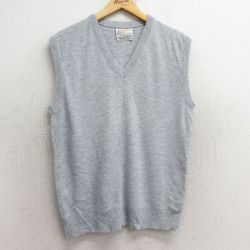 【50%OFF】M★古着 ロンドンフォグ ニット ベスト メンズ 90年代 90s 無地 アクリル Vネック USA製 グレー 24nov20 中古 トップス