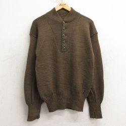 S★古着 長袖 ミリタリー セーター メンズ 80年代 80s ヘンリーネック 濃緑系 グリーン 24nov28 中古 ニット トップス