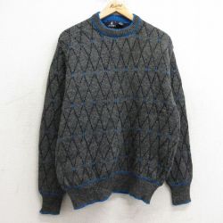 M★古着 ジョッキー 長袖 セーター メンズ 00年代 00s ウール クルーネック 濃グレー他 24nov30 中古 ニット トップス