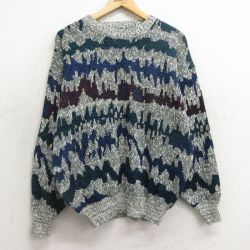 L★古着 長袖 セーター メンズ 90年代 90s クルーネック 薄グレー他 24nov30 中古 ニット トップス