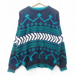 【50%OFF】XL★古着 マックレガー 長袖 セーター メンズ 90年代 90s アクリル クルーネック 紫他 パープル 24dec04 中古 ニット トップス