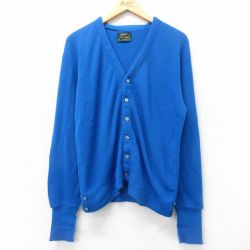 L★古着 アロー 長袖 ニット カーディガン メンズ 90年代 90s 無地 アクリル 水色 24dec04 中古 トップス