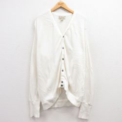 XL★古着 IZOD 長袖 ニット カーディガン メンズ 90年代 90s ワンポイントロゴ アクリル 白 ホワイト 24dec05 中古 トップス