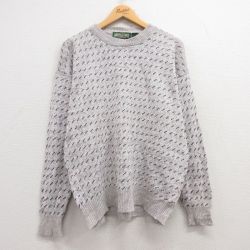 【50%OFF】L★古着 アメリカンイーグル American Eagle 長袖 セーター メンズ 90年代 90s バーズアイ クルーネック 薄グレー他 24dec06 中古 ニット トップス
