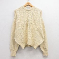 XL★古着 エアロポステール AEROPOSTALE 長袖 ケーブル セーター メンズ 00年代 00s コットン クルーネック 薄黄他 イエロー 24dec12 中古 ニット トップス