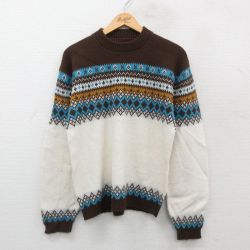 【50%OFF】M★古着 長袖 セーター メンズ 80年代 80s モックネック ハイネック 茶他 ブラウン 24dec13 中古 ニット トップス