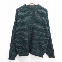 XL★古着 I.O.U. 長袖 セーター メンズ 90年代 90s 大きいサイズ アクリル クルーネック USA製 黒他 ブラック 24dec18 中古 ニット トップス
