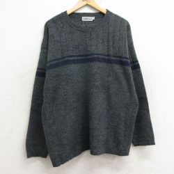 【50%OFF】L★古着 エアロポステール AEROPOSTALE 長袖 セーター メンズ 90年代 90s クルーネック USA製 濃グレー 24dec23 中古 ニット トップス