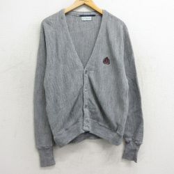 【50%OFF】M★古着 IZOD 長袖 ニット カーディガン メンズ 90年代 90s ワンポイントロゴ グレー 24dec27 中古 トップス