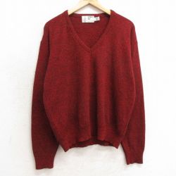【50%OFF】XL★古着 ロンドンフォグ 長袖 セーター メンズ 90年代 90s 無地 アクリル Vネック USA製 赤他 レッド 24dec28 中古 ニット トップス