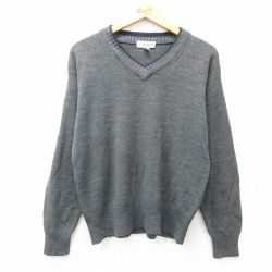 【20%OFF】M★古着 HABAND 長袖 セーター メンズ 無地 アクリル Vネック グレー他 25jan06 中古 ニット トップス