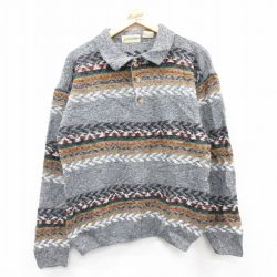 【20%OFF】M★古着 セントジョンズベイ 長袖 セーター メンズ 90年代 90s 襟付き グレー 25jan07 中古 ニット トップス