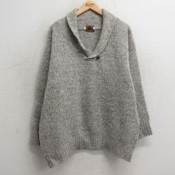 【50%OFF】XL★古着 ボストントレーダーズ 長袖 セーター メンズ 00年代 00s 無地 大きいサイズ ウール ショールカラー 薄グレー 25jan07 中古 ニット トップス