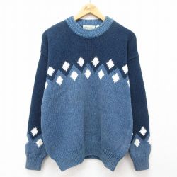 M★古着 セントジョンズベイ 長袖 セーター メンズ 90年代 90s クルーネック 紺他 ネイビー 25jan10 中古 ニット トップス