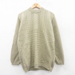 長袖セーター モックネック グリーン L | 古着
