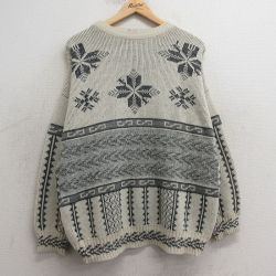 【50%OFF】XL★古着 長袖 ノルディック セーター メンズ 90年代 90s 雪柄 大きいサイズ クルーネック イタリア製 薄ベージュ他 カーキ 25jan11 中古 ニット トップス