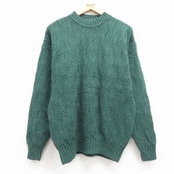 【50%OFF】L★古着 ギャップ GAP 長袖 ケーブル セーター メンズ 90年代 90s コットン モックネック ハイネック USA製 緑 グリーン 【spe】 25jan15 中古 ニット トップス