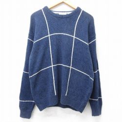 【50%OFF】L★古着 セントジョンズベイ 長袖 セーター メンズ 00年代 00s シルク クルーネック 紺他 ネイビー 25jan21 中古 ニット トップス