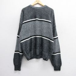 【50%OFF】XL★古着 長袖 セーター メンズ 90年代 90s 大きいサイズ アクリル クルーネック グレー 25jan22 中古 ニット トップス