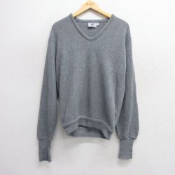 【50%OFF】XL★古着 ラコステ LACOSTE IZOD 長袖 セーター メンズ 90年代 90s 無地 Vネック グレー 25jan22 中古 ニット トップス