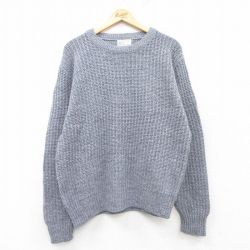 【50%OFF】L★古着 ロンドンフォグ 長袖 セーター メンズ 90年代 90s アクリル クルーネック USA製 グレー 霜降り 25feb04 中古 ニット トップス