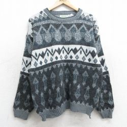 【20%OFF】M★古着 長袖 セーター メンズ 90年代 90s クルーネック グレー他 25feb01 中古 ニット トップス