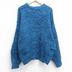 L★古着 長袖 セーター メンズ 90年代 90s クルーネック 水色他 25feb01 中古 ニット トップス