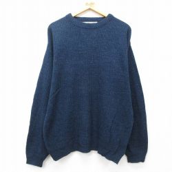 L★古着 ルティグレ 長袖 セーター メンズ 80年代 80s アクリル クルーネック USA製 濃紺 ネイビー 25feb01 中古 ニット トップス