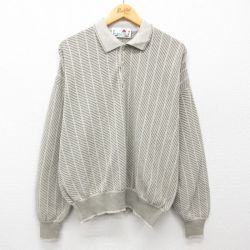 XL★古着 長袖 セーター メンズ 00年代 00s 襟付き イタリア製 ベージュ他 カーキ 25feb01 中古 ニット トップス