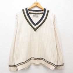 XL★古着 エアロポステール AEROPOSTALE 長袖 チルデン セーター メンズ 00年代 00s 大きいサイズ Vネック 生成り 25feb01 中古 ニット トップス