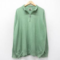 XL★古着 エルエルビーン LLBEAN 長袖 ハーフジップ セーター メンズ 00年代 00s 無地 大きいサイズ カシミヤ カシミア 緑系 グリーン 25feb03 中古 ニット トップス