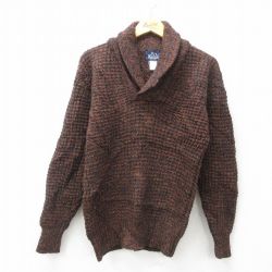 【50%OFF】S★古着 ウールリッチ WOOLRICH 長袖 セーター メンズ 90年代 90s ショールカラー 茶他 ブラウン 25feb03 中古 ニット トップス