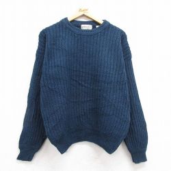 L★古着 セントジョンズベイ 長袖 セーター メンズ 90年代 90s クルーネック 紺 ネイビー 25feb03 中古 ニット トップス