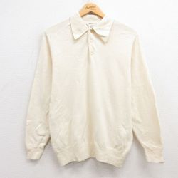 S★古着 ジャンセン 長袖 セーター メンズ 70年代 70s 襟付き 生成り 25feb03 中古 ニット トップス