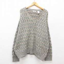 【50%OFF】XL★古着 長袖 セーター メンズ 90年代 90s 大きいサイズ Vネック USA製 グレー他 25feb03 中古 ニット トップス