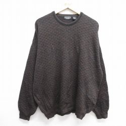 XL★古着 長袖 セーター メンズ 00年代 00s 大きいサイズ クルーネック ベージュ系 カーキ 25feb04 中古 ニット トップス