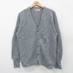 M★古着 IZOD 長袖 ニット カーディガン メンズ 70年代 70s ウール グレー 霜降り 25feb05 中古 トップス