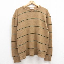 L★古着 長袖 セーター メンズ 90年代 90s アクリル クルーネック USA製 茶他 ブラウン 25feb05 中古 ニット トップス