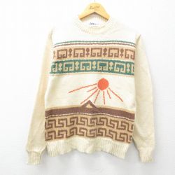 S★古着 ジョッキー 長袖 セーター メンズ 80年代 80s ウール クルーネック 生成り 25feb05 中古 ニット トップス