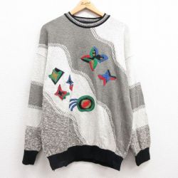 【50%OFF】XL★古着 長袖 セーター メンズ 00年代 00s クルーネック イタリア製 グレー 霜降り他 25feb06 中古 ニット トップス