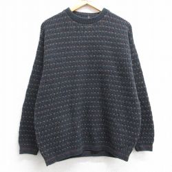 L★古着 長袖 セーター メンズ 90年代 90s クルーネック 濃グレー他 25feb06 中古 ニット トップス