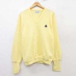 M★古着 IZOD 長袖 セーター メンズ 90年代 90s ワンポイントロゴ アクリル Vネック USA製 黄 イエロー 25feb08 中古 ニット トップス