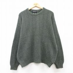 XL★古着 エディーバウアー 長袖 セーター メンズ 90年代 90s 大きいサイズ クルーネック USA製 緑系他 グリーン 25feb08 中古 ニット トップス