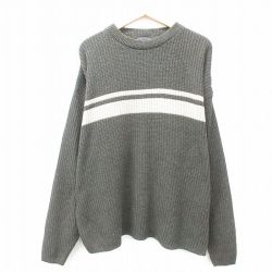 XL★古着 長袖 セーター メンズ 90年代 90s 大きいサイズ クルーネック USA製 緑系他 グリーン 25feb08 中古 ニット トップス